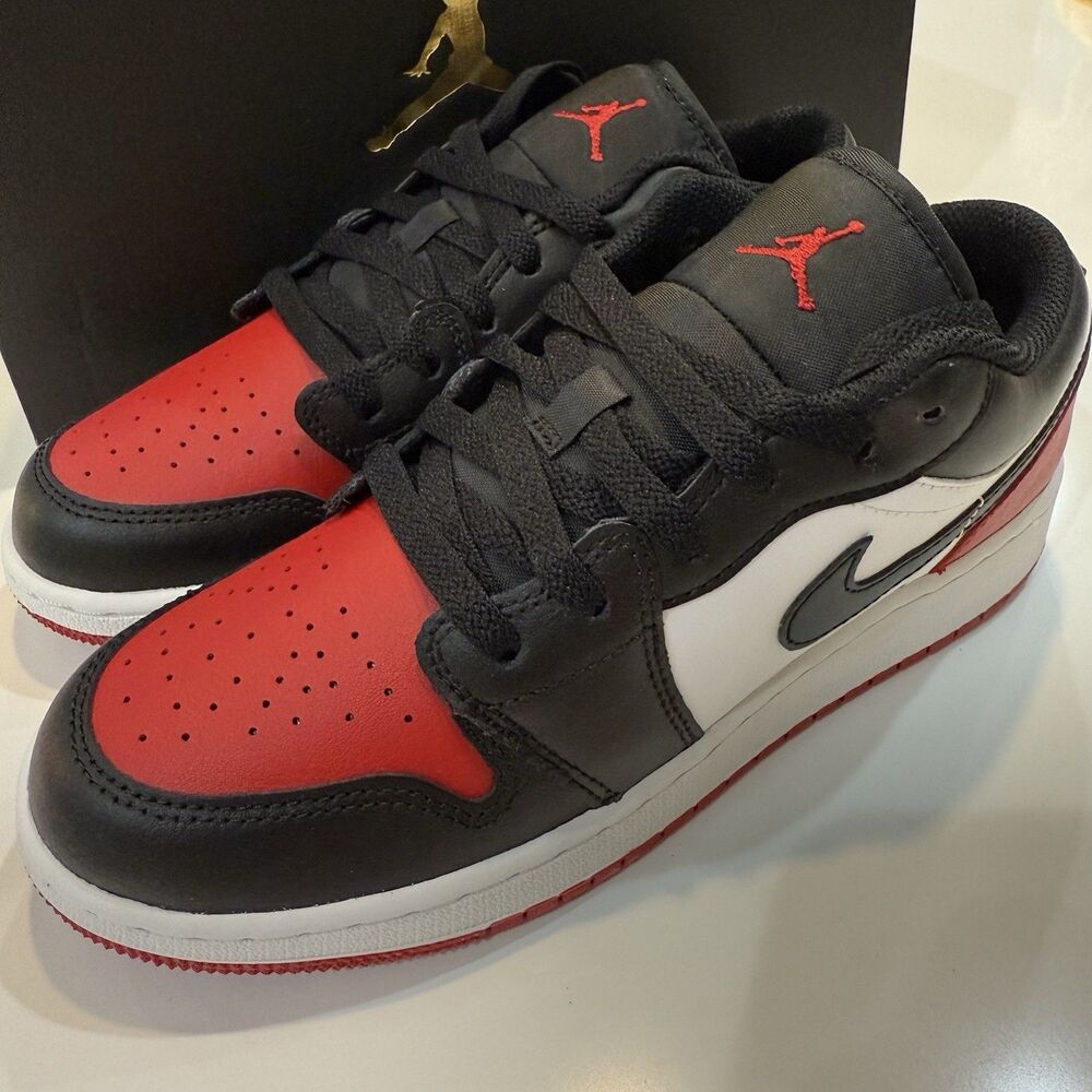 Size 5.5Y/ Wmns 7 - Jordan 1 Low Bred Toe 2.0 (GS) 553560-161  Brand New